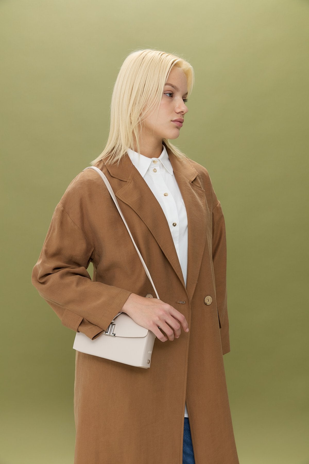 Oversize Tencel Kap - Açık Kahve