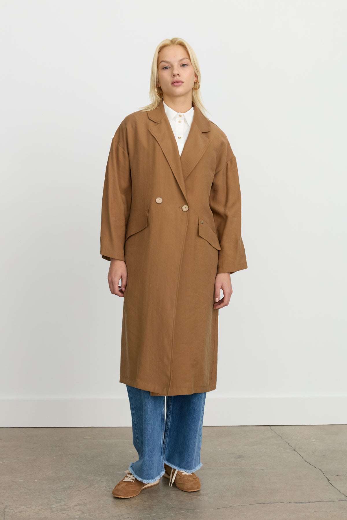 Oversize Tencel Kap - Açık Kahve