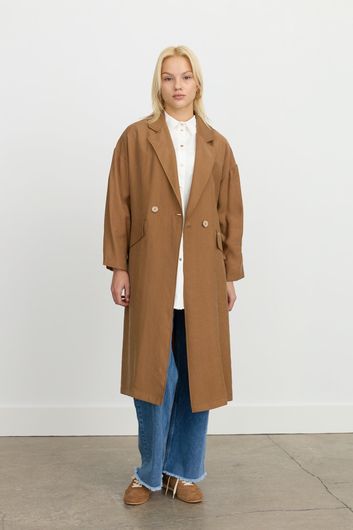 Oversize Tencel Kap - Açık Kahve
