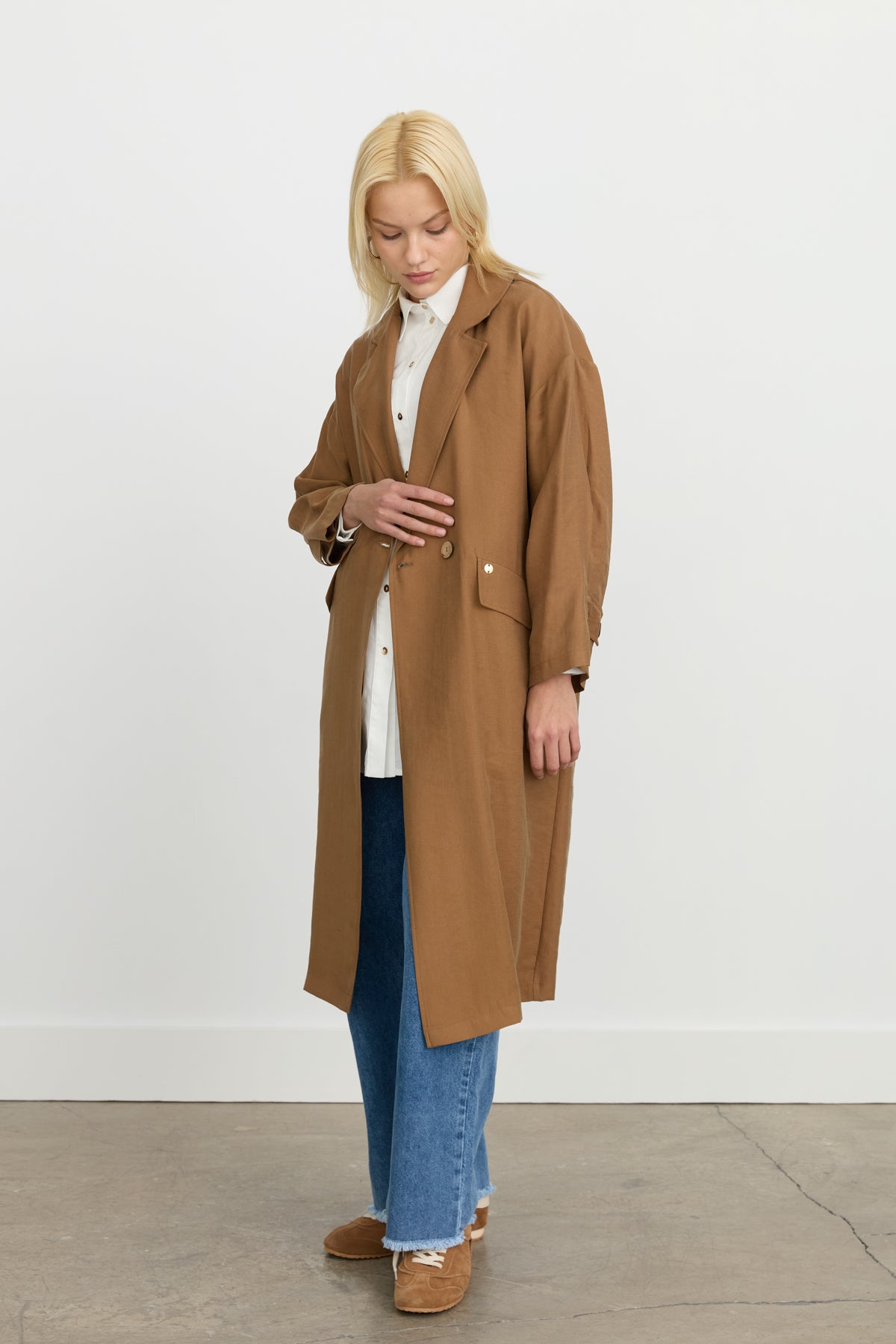 Oversize Tencel Kap - Açık Kahve
