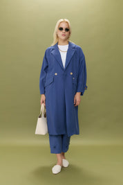 Oversize Tencel Kap - İndigo