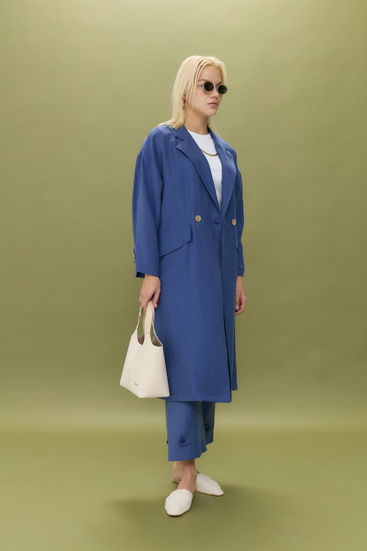 Oversize Tencel Kap - İndigo