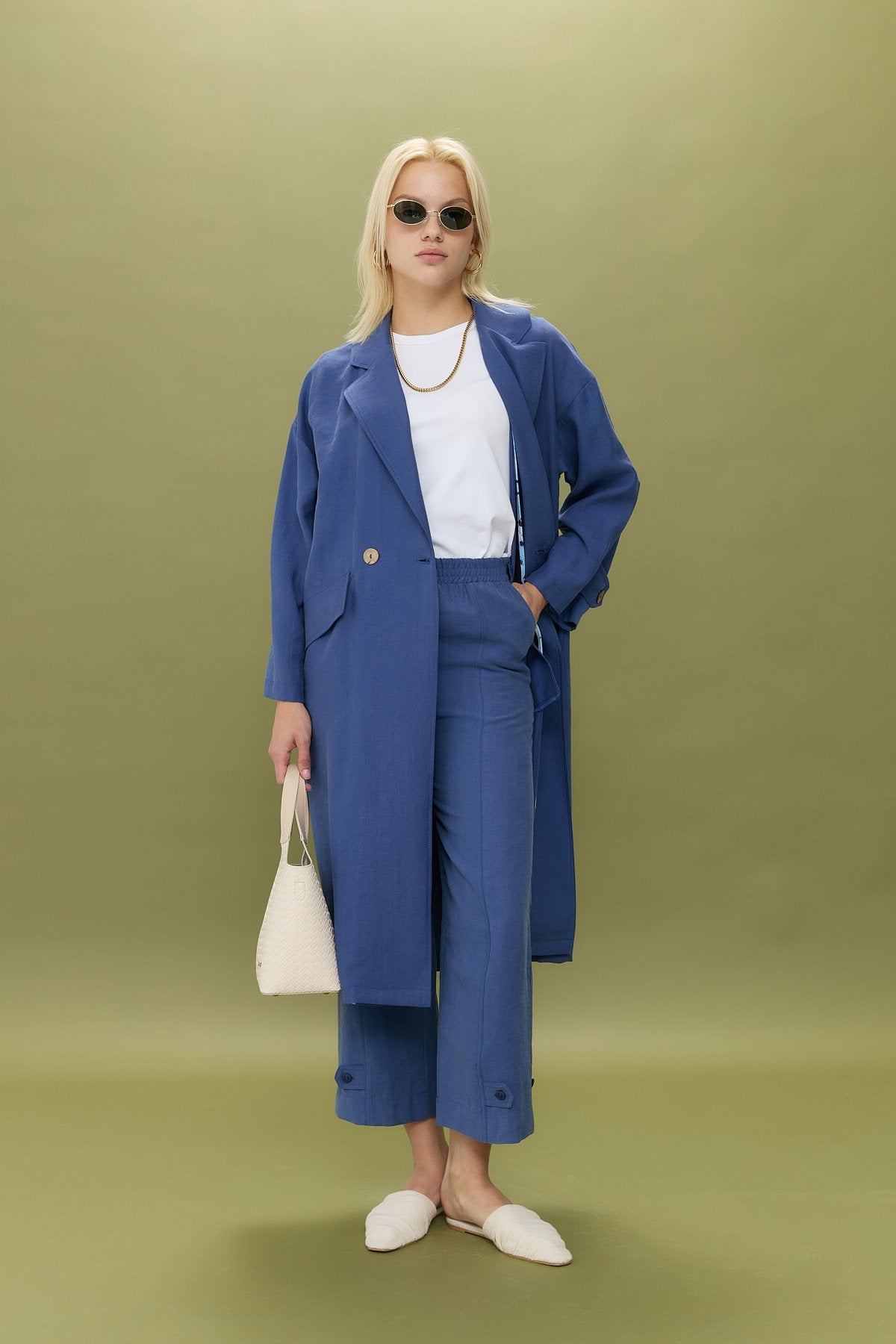 Oversize Tencel Kap - İndigo