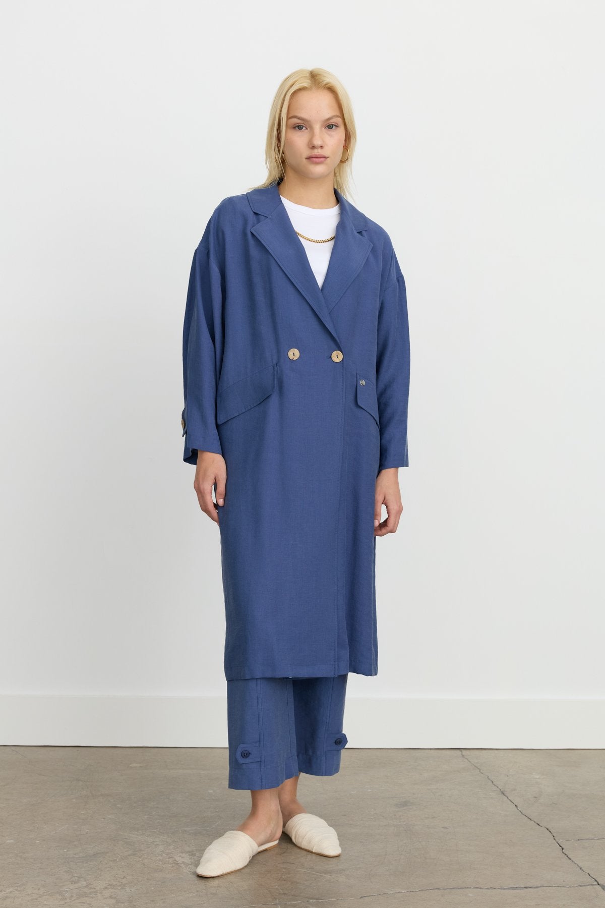 Oversize Tencel Kap - İndigo