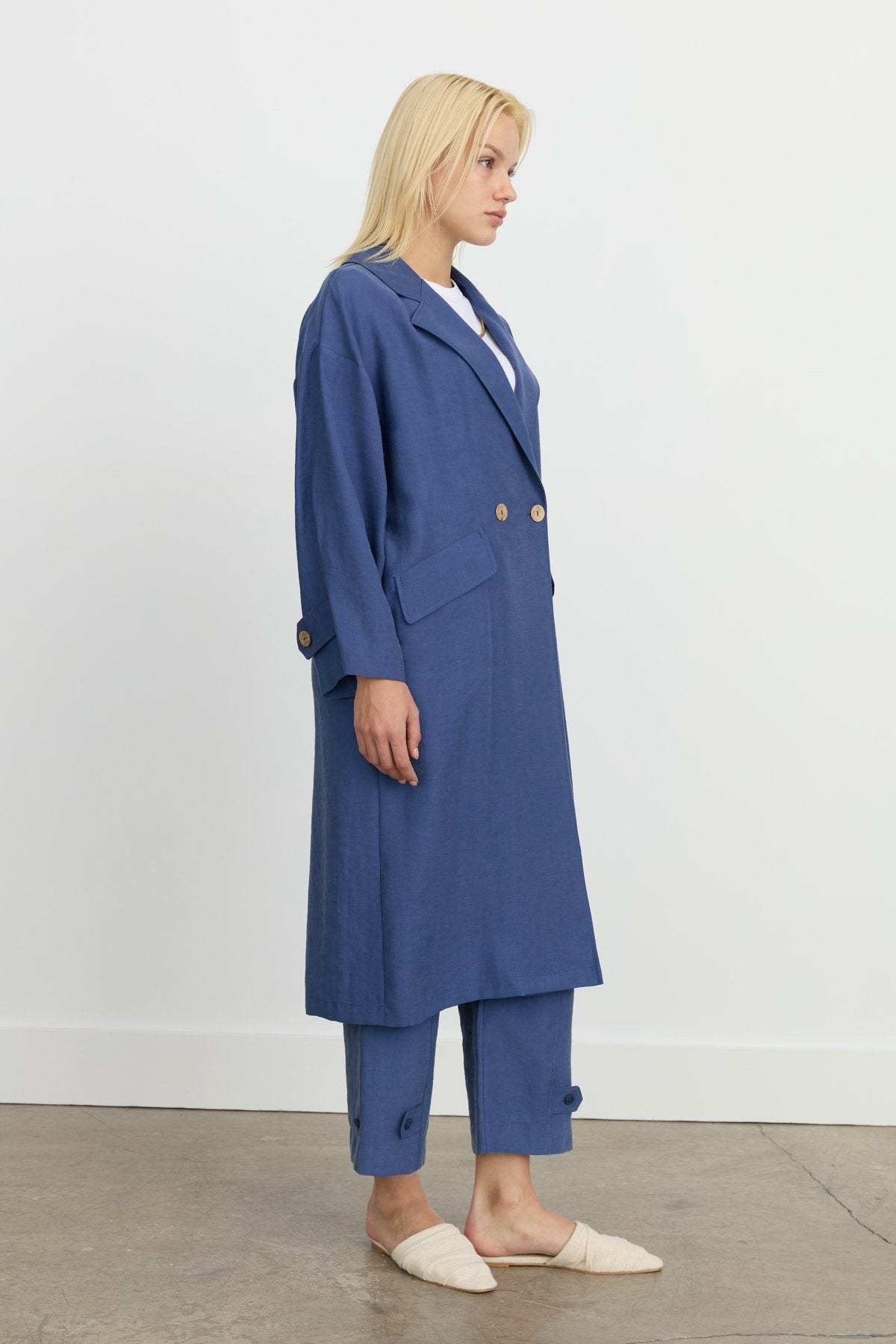 Oversize Tencel Kap - İndigo