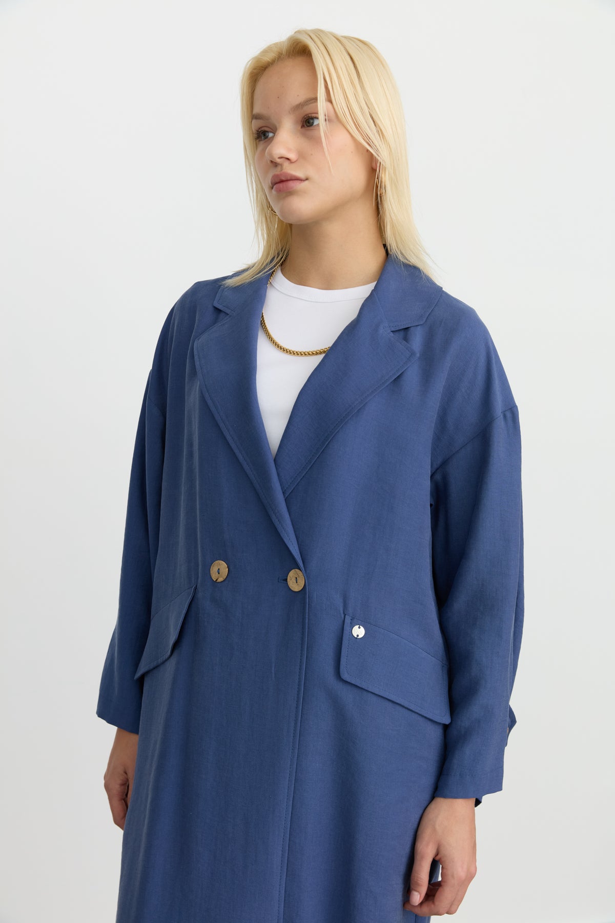 Oversize Tencel Kap - İndigo
