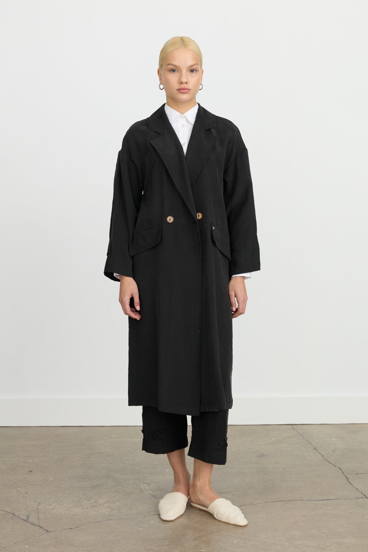 Oversize Tencel Kap - Siyah