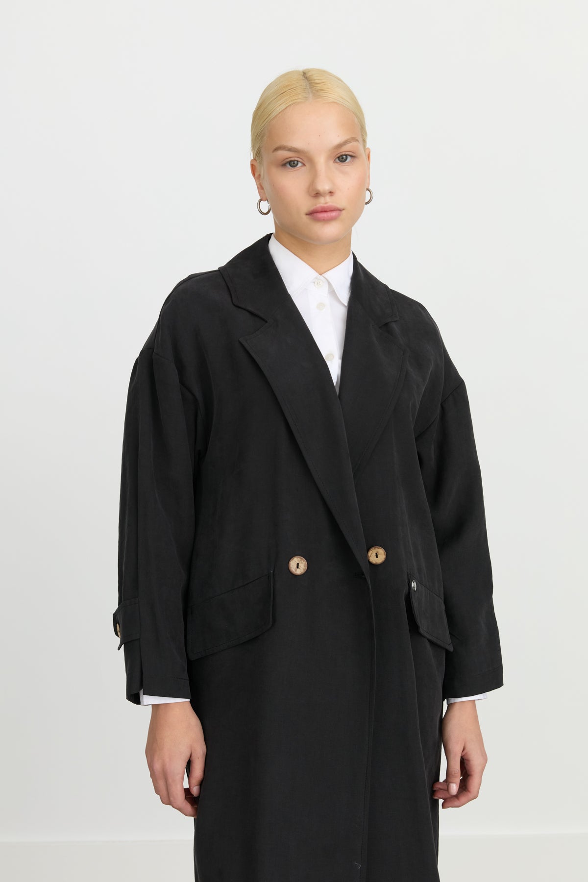 Oversize Tencel Kap - Siyah