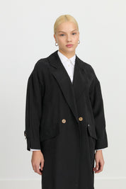Oversize Tencel Kap - Siyah