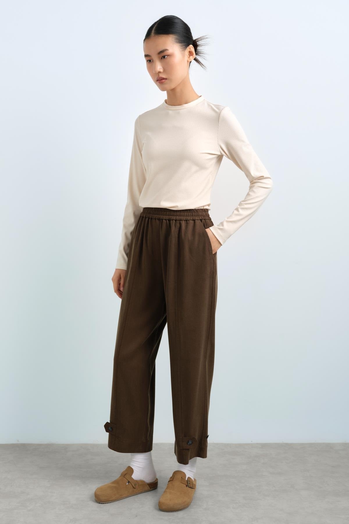 Button-Down Trousers - Khaki
