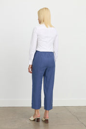 Tencel Trousers with Buttoned Cuffs - Indigo