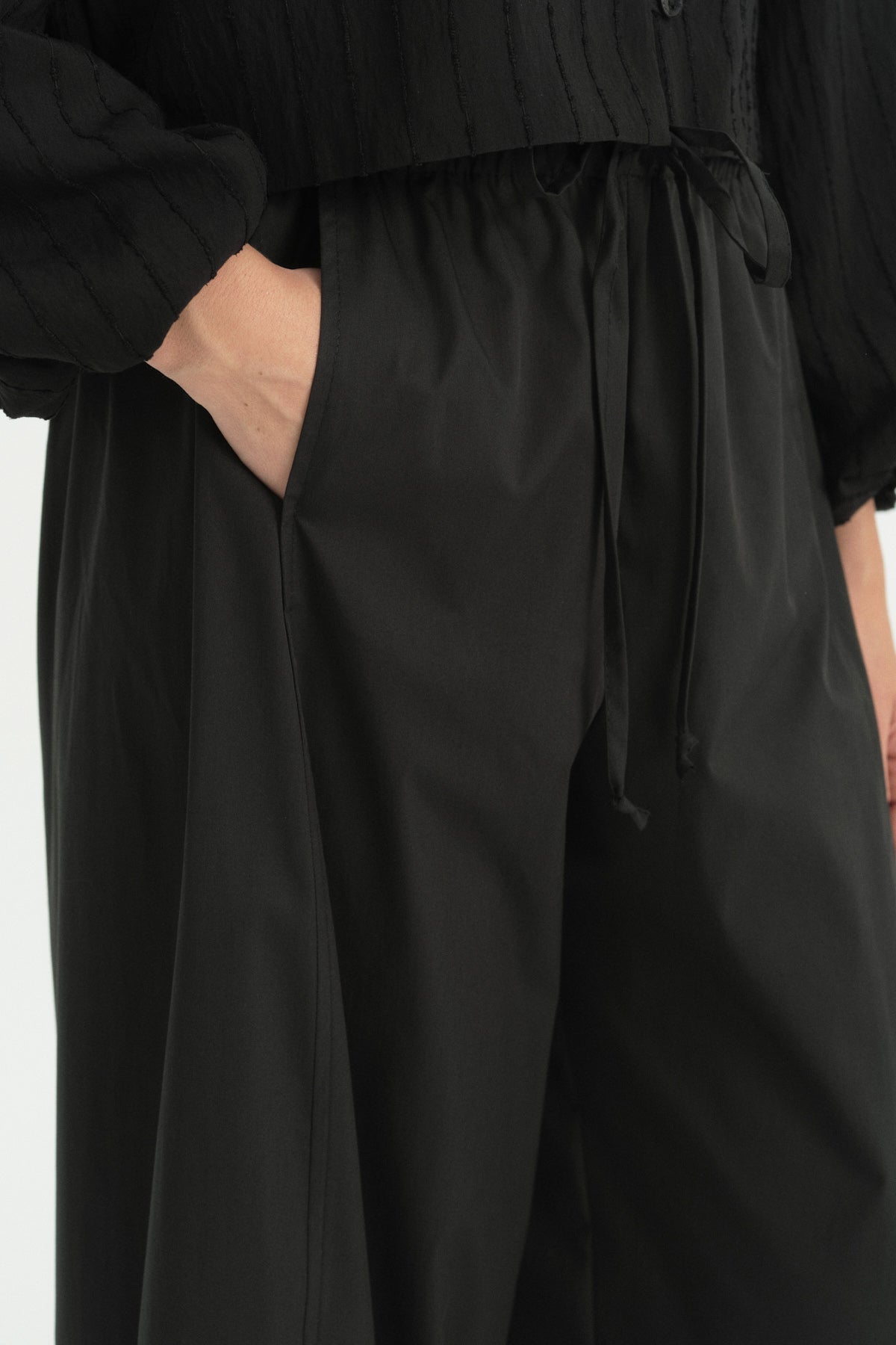 Cotton Baggy Pants - Black