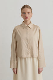 Cotton Crop Basic Shirt - Beige