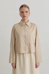 Cotton Crop Basic Shirt - Beige