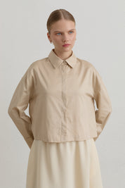 Cotton Crop Basic Shirt - Beige
