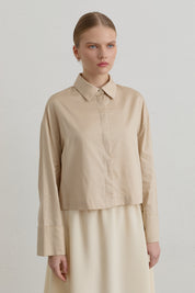 Cotton Crop Basic Shirt - Beige