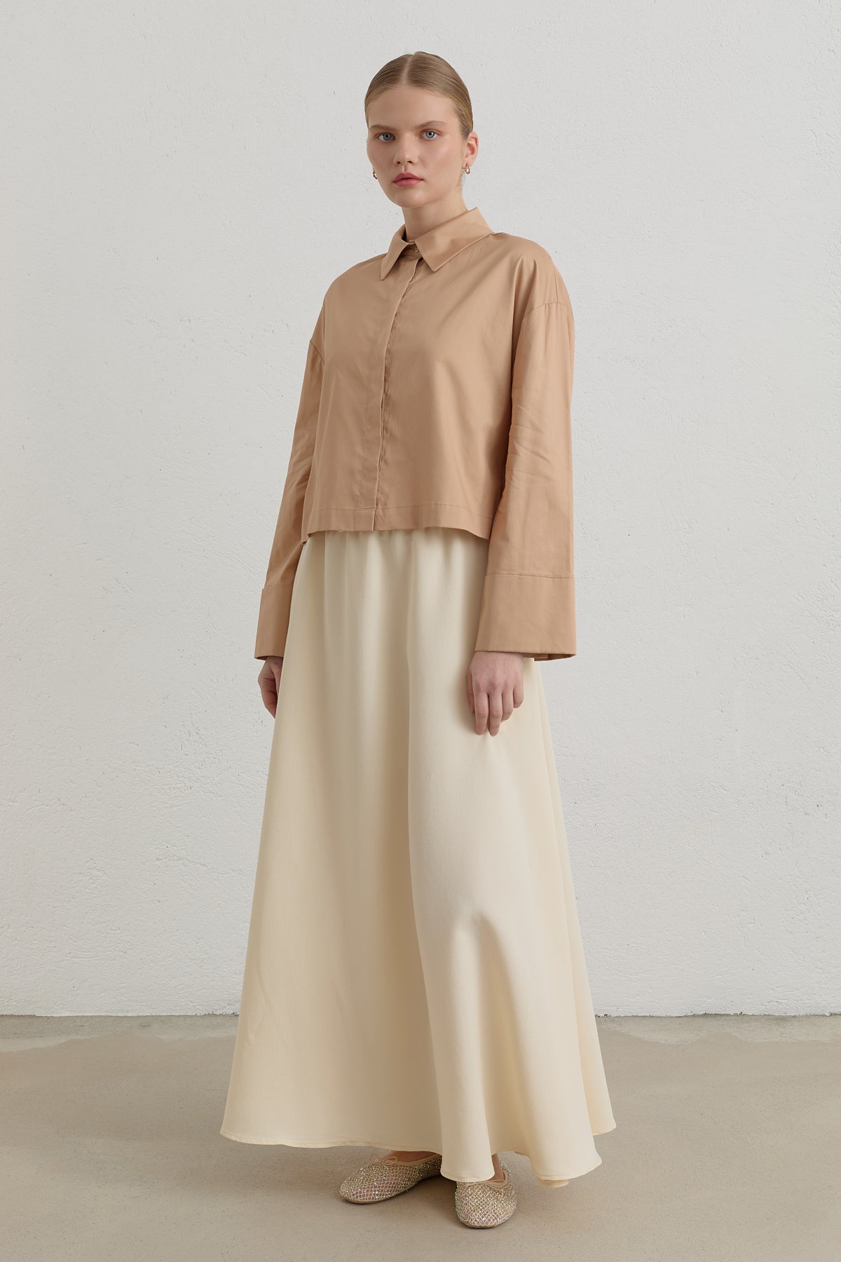 Cotton Crop Basic Shirt - Camel