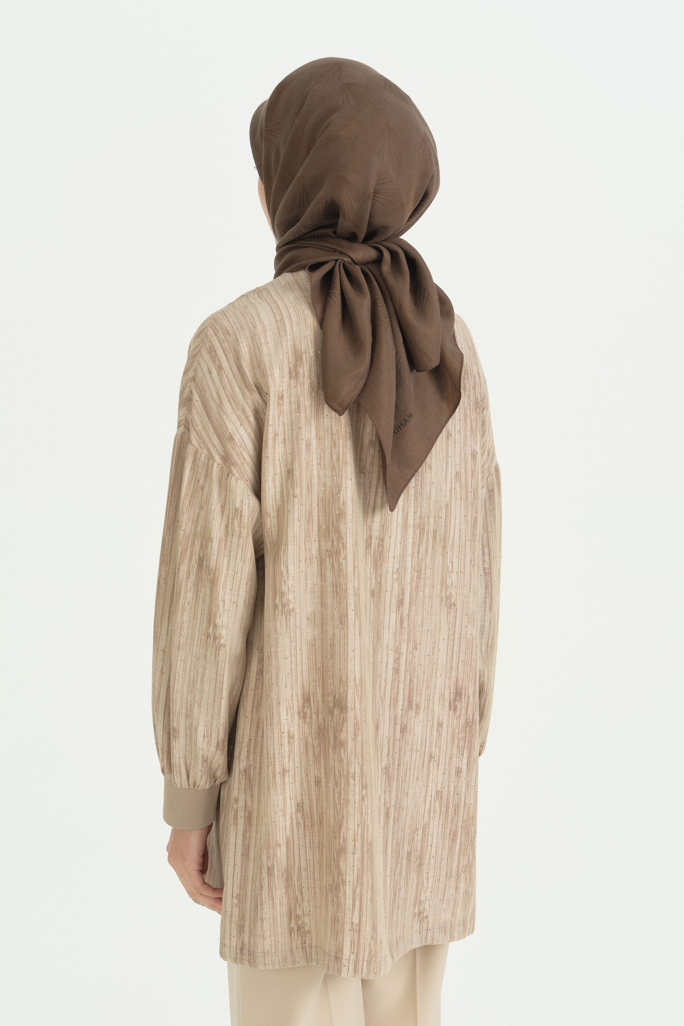 Pamuk Naia Karışım Natural Eşarp - Acı Kahve