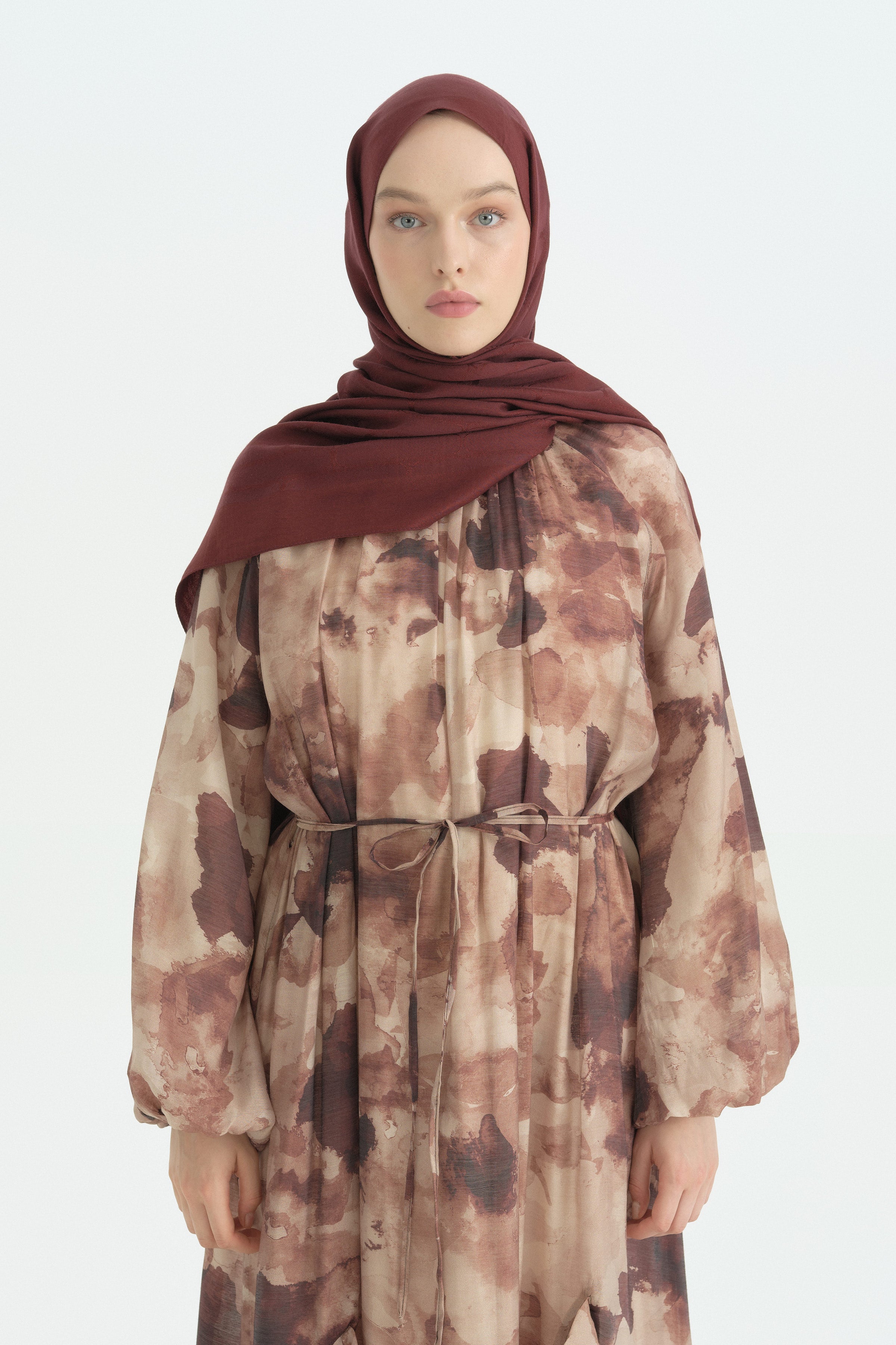 Pamuk Naia Karışım Natural Şal - Bordo