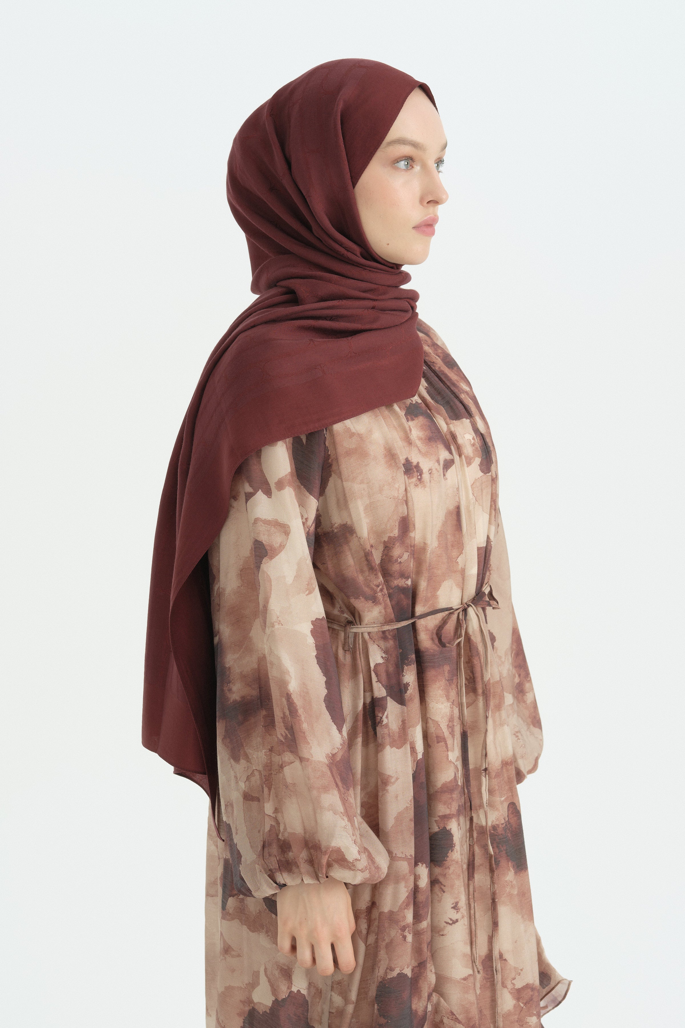 Pamuk Naia Karışım Natural Şal - Bordo