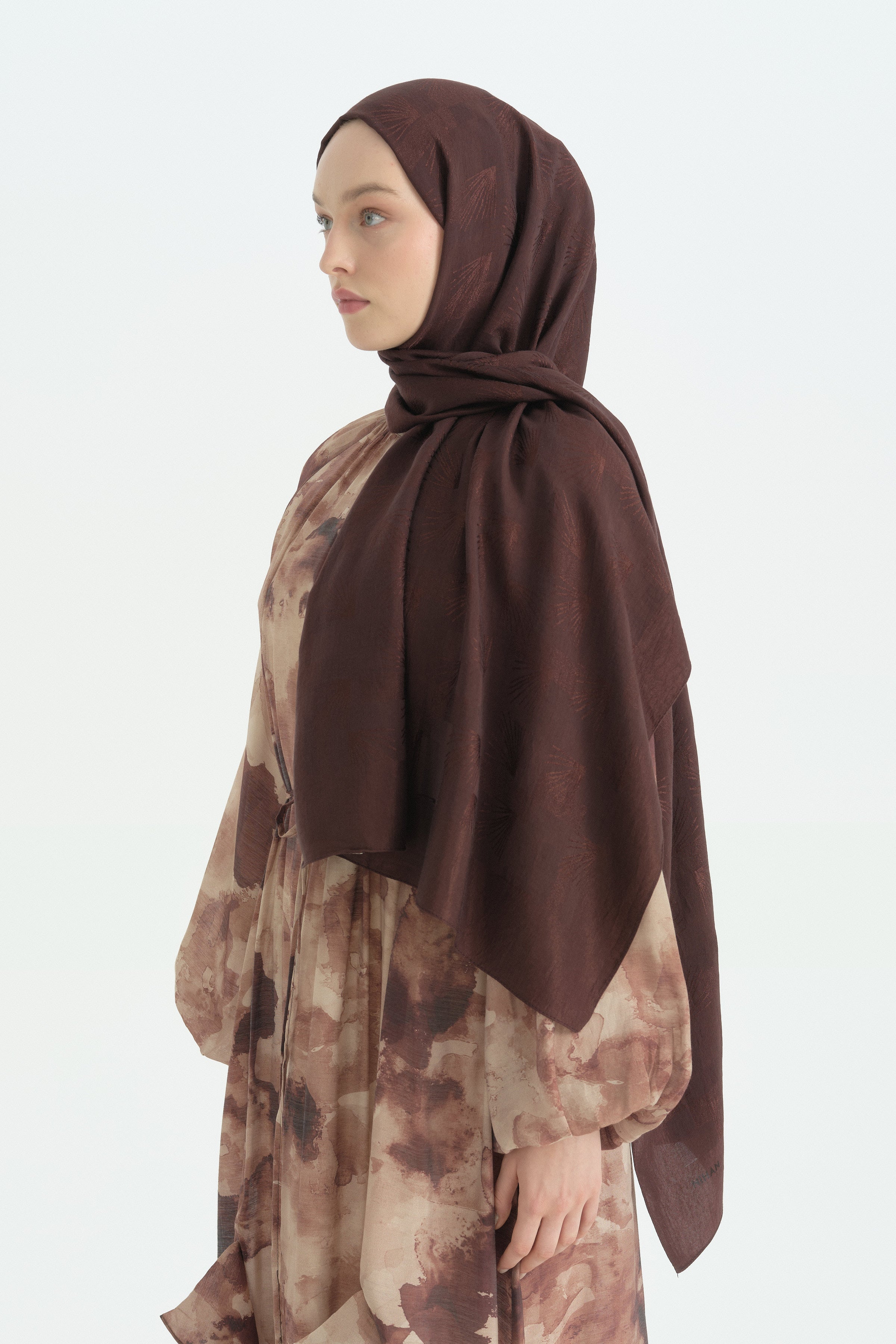 Pamuk Naia Karışım Natural Şal - Mürdüm