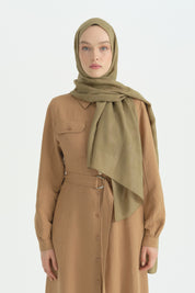 Pamuk Naia Karışım Natural Şal - Olive