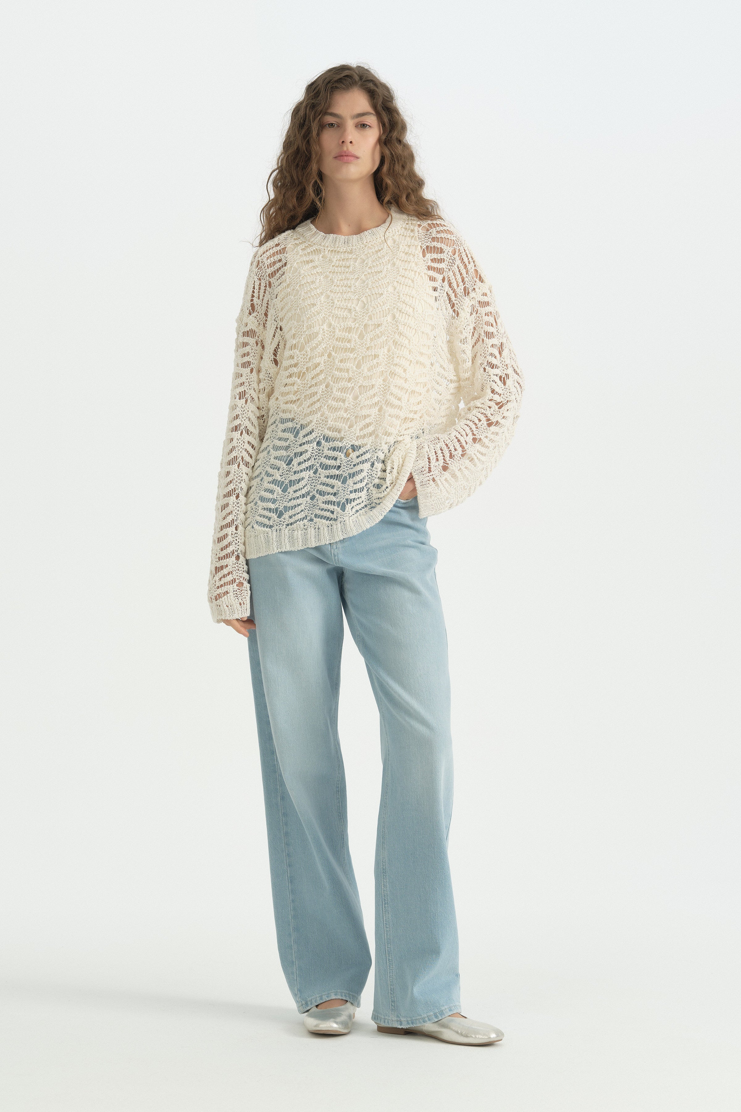 Pamuklu Oversize Tunik - Ekru