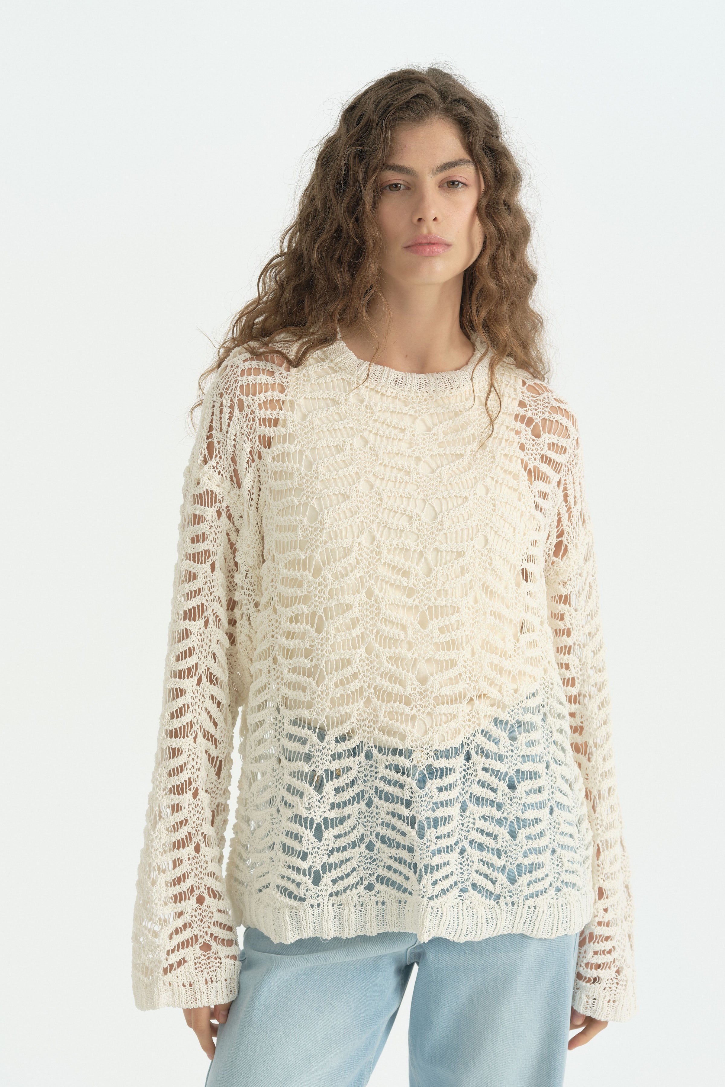 Pamuklu Oversize Tunik - Ekru
