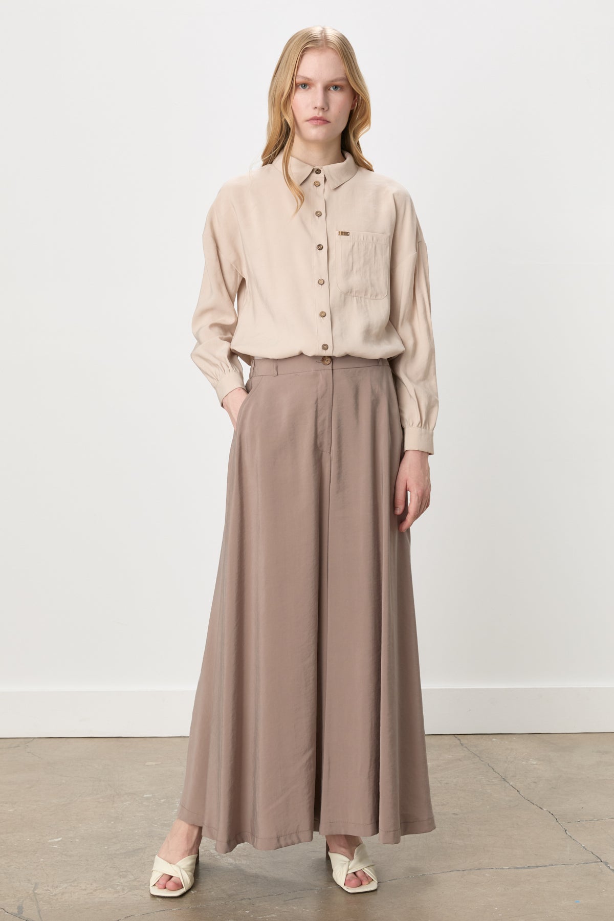 Modal Skirt Trousers - Mink