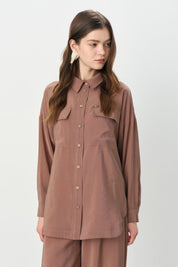 Pantolon Tunik Modal Takım - Açık Kahve