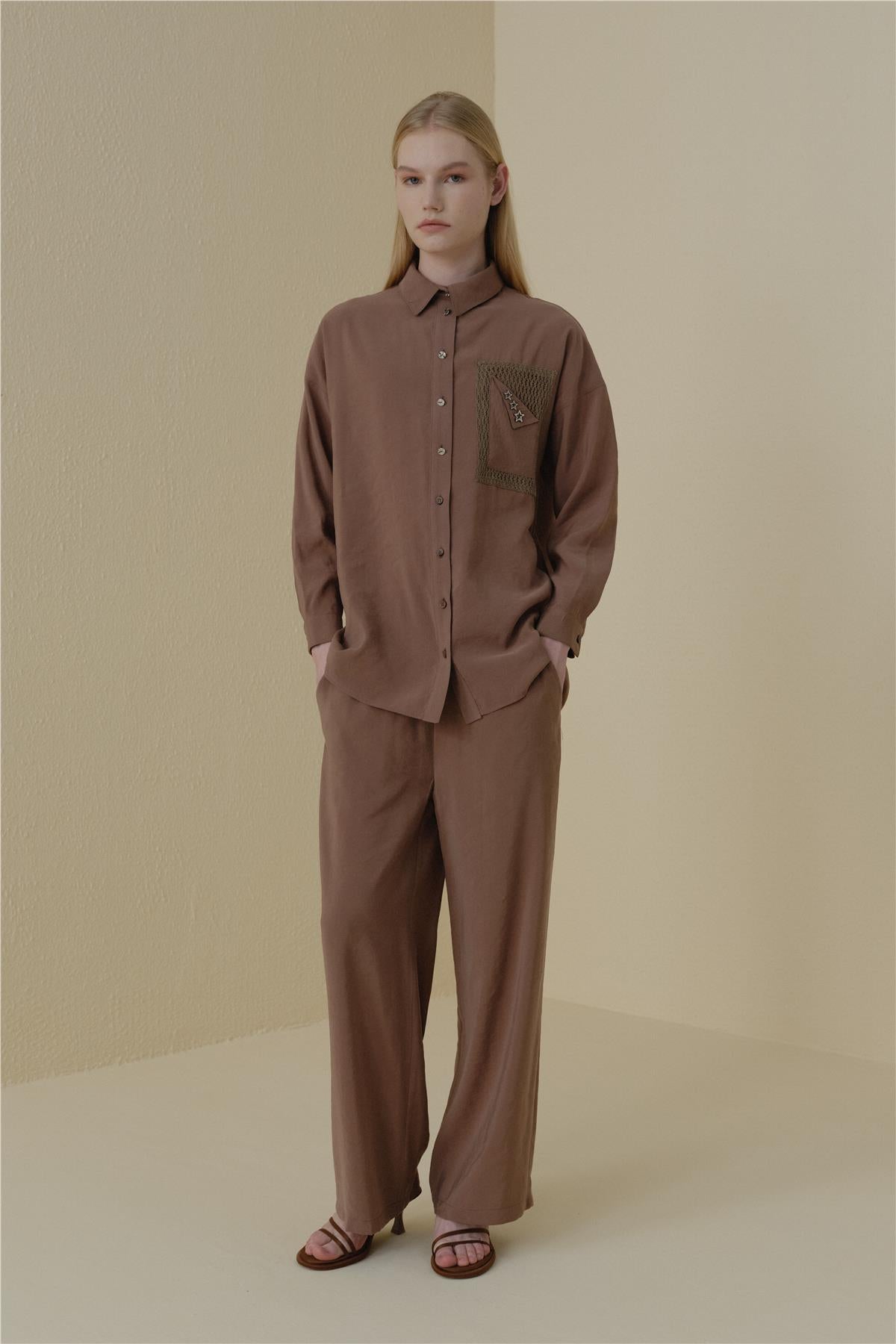 Pantolon Tunik Modal Takım - Açık Kahve