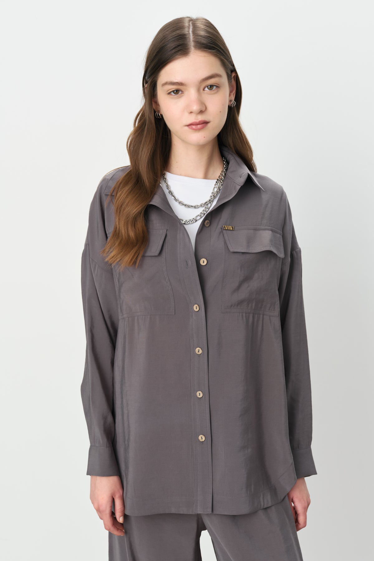 Pantolon Tunik Modal Takım - Füme