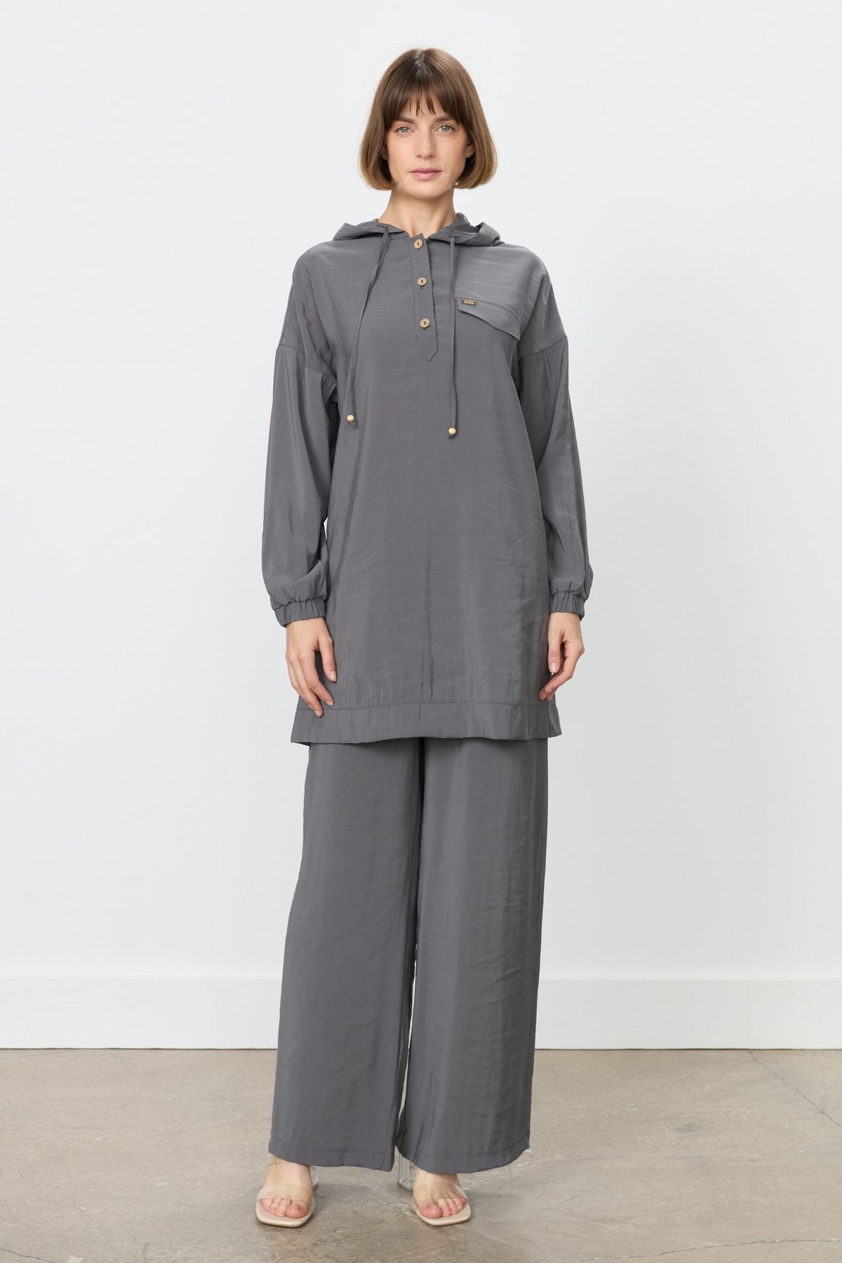 Pantolon Tunik Modal Takım - Füme