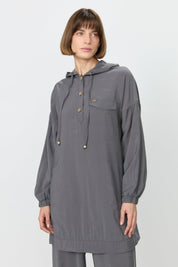 Pantolon Tunik Modal Takım - Füme