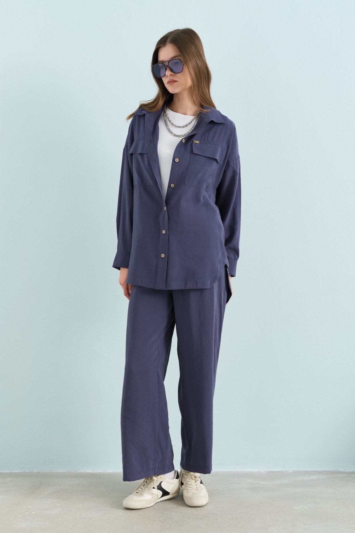 Pantolon Tunik Modal Takım - İndigo
