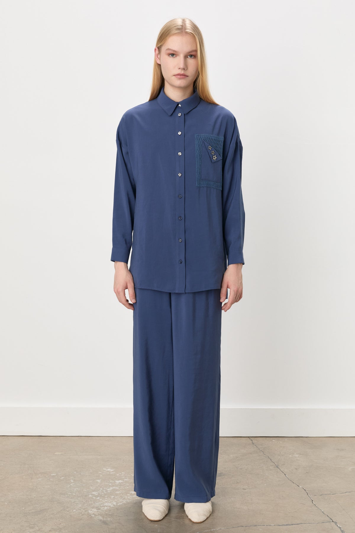 Pantolon Tunik Modal Takım - İndigo