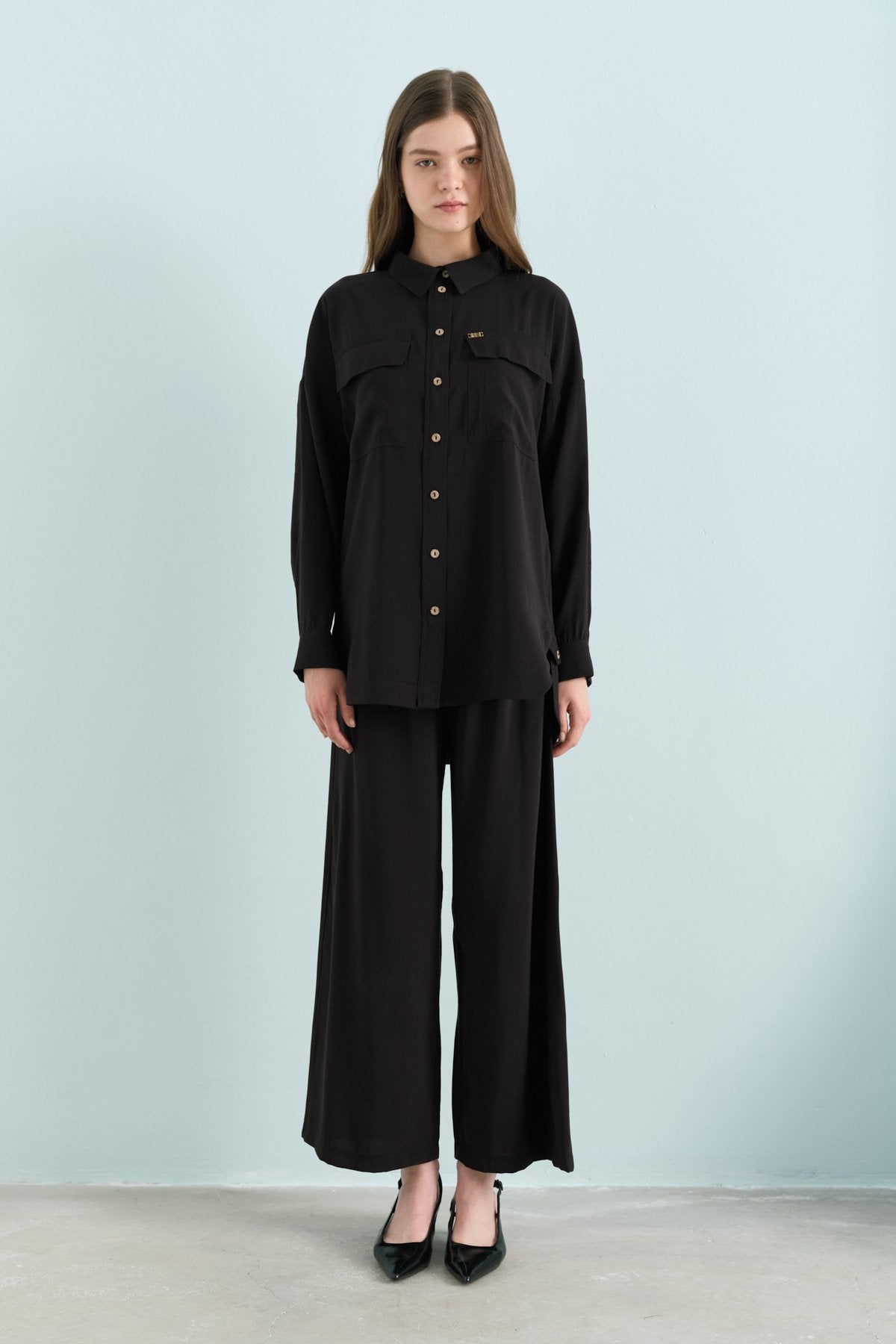 Pantolon Tunik Modal Takım - Siyah