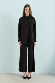 Pantolon Tunik Modal Takım - Siyah
