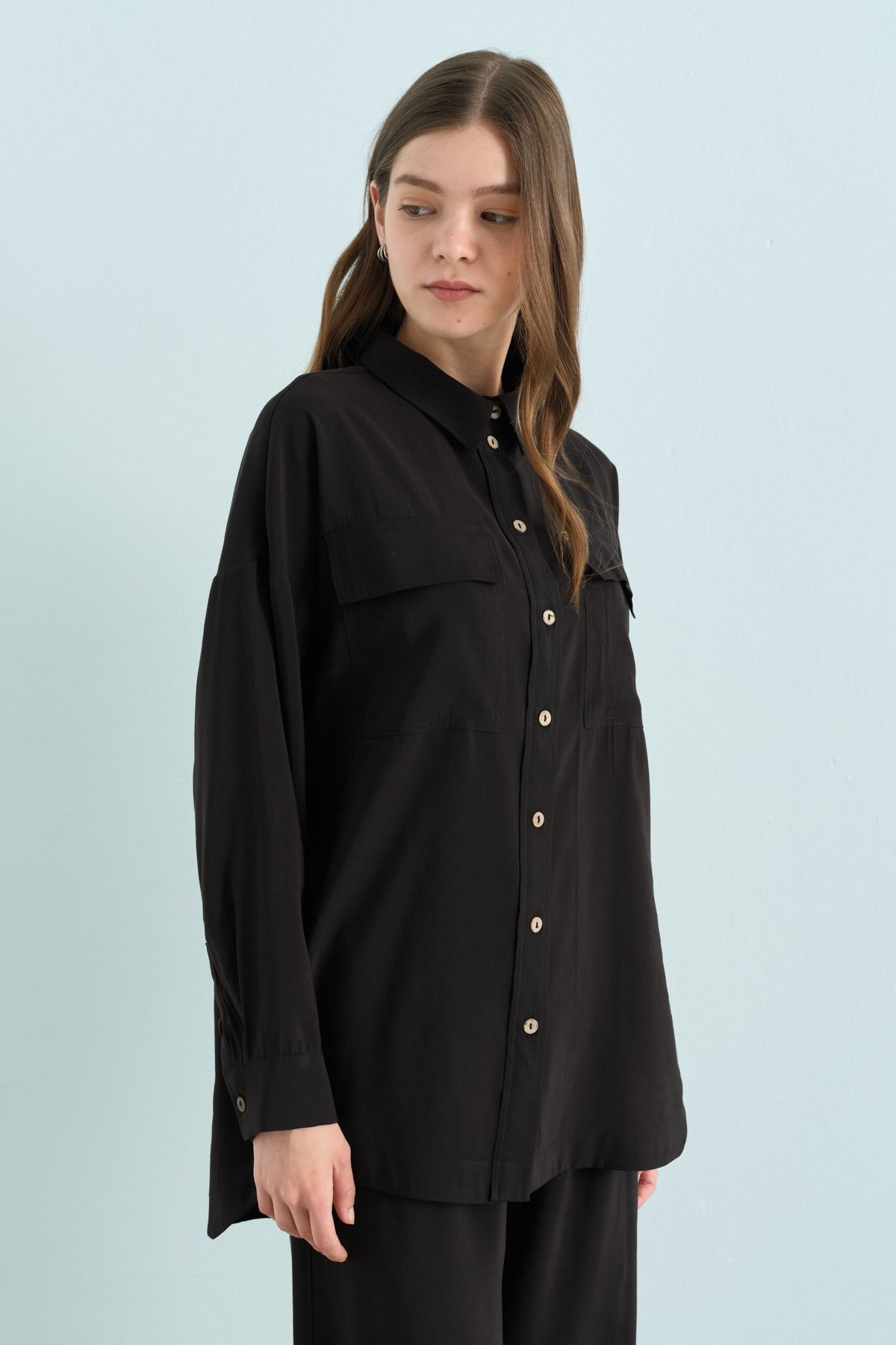 Pantolon Tunik Modal Takım - Siyah