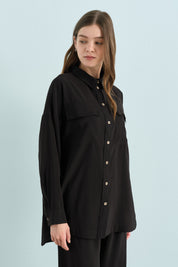 Pantolon Tunik Modal Takım - Siyah