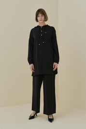 Pantolon Tunik Modal Takım - Siyah