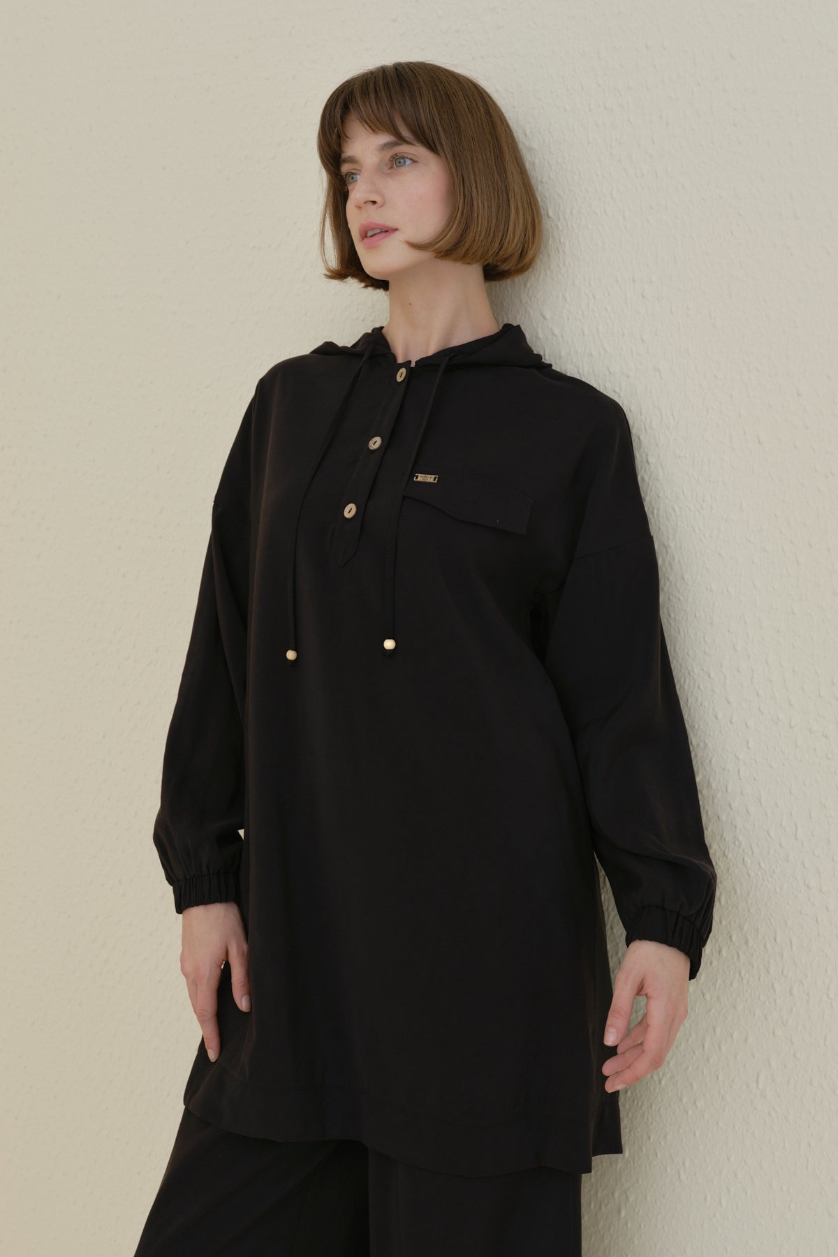 Pantolon Tunik Modal Takım - Siyah