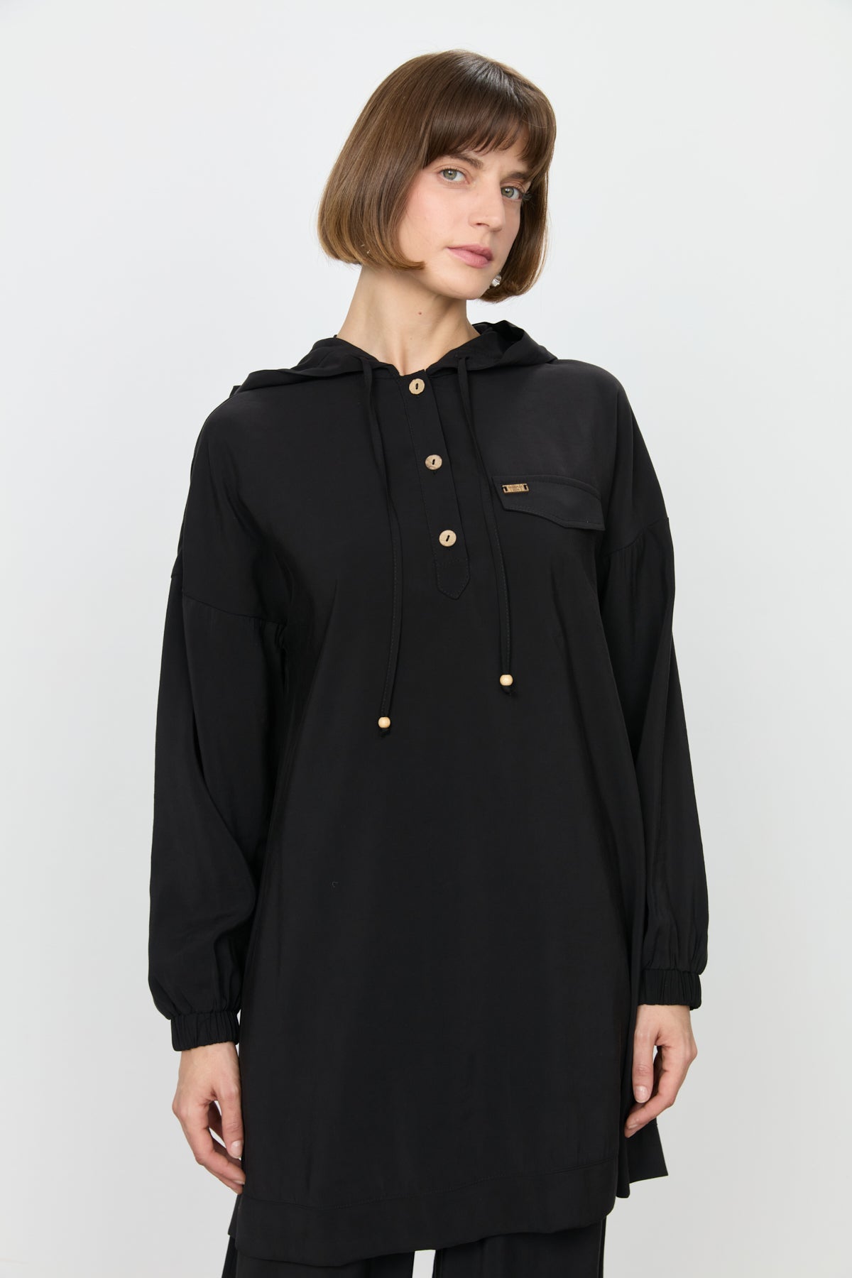 Pantolon Tunik Modal Takım - Siyah