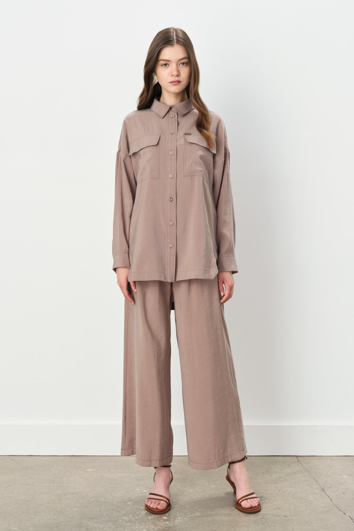 Pantolon Tunik Modal Takım - Vizon