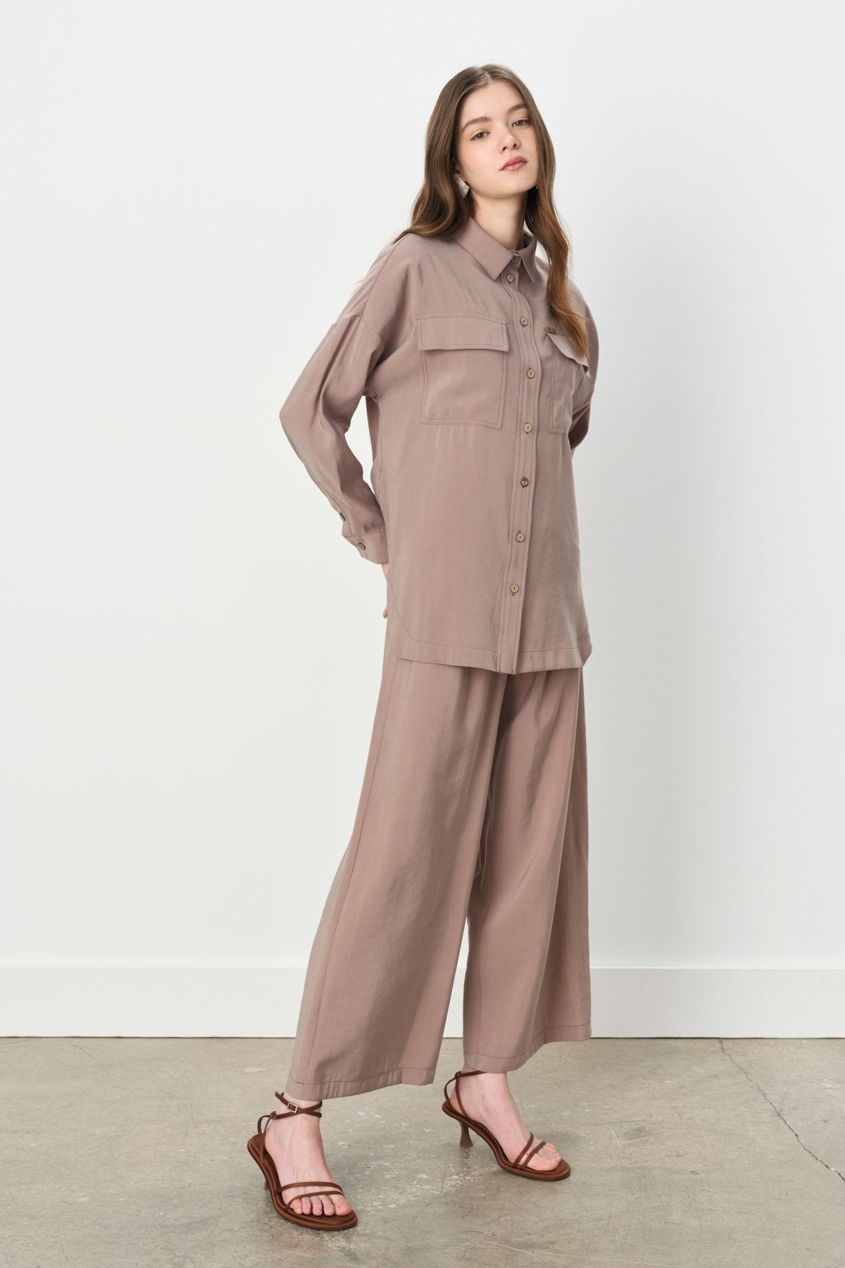 Pantolon Tunik Modal Takım - Vizon