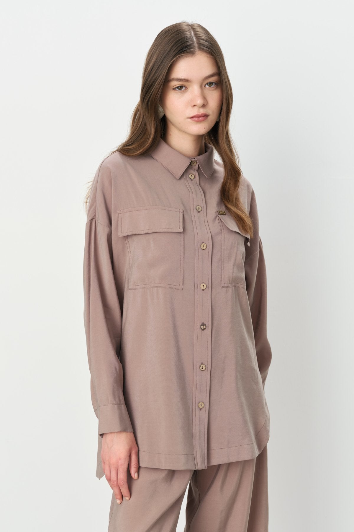 Pantolon Tunik Modal Takım - Vizon