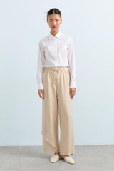 Detailed Wide Leg Trousers - Beige
