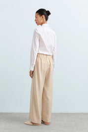 Detailed Wide Leg Trousers - Beige