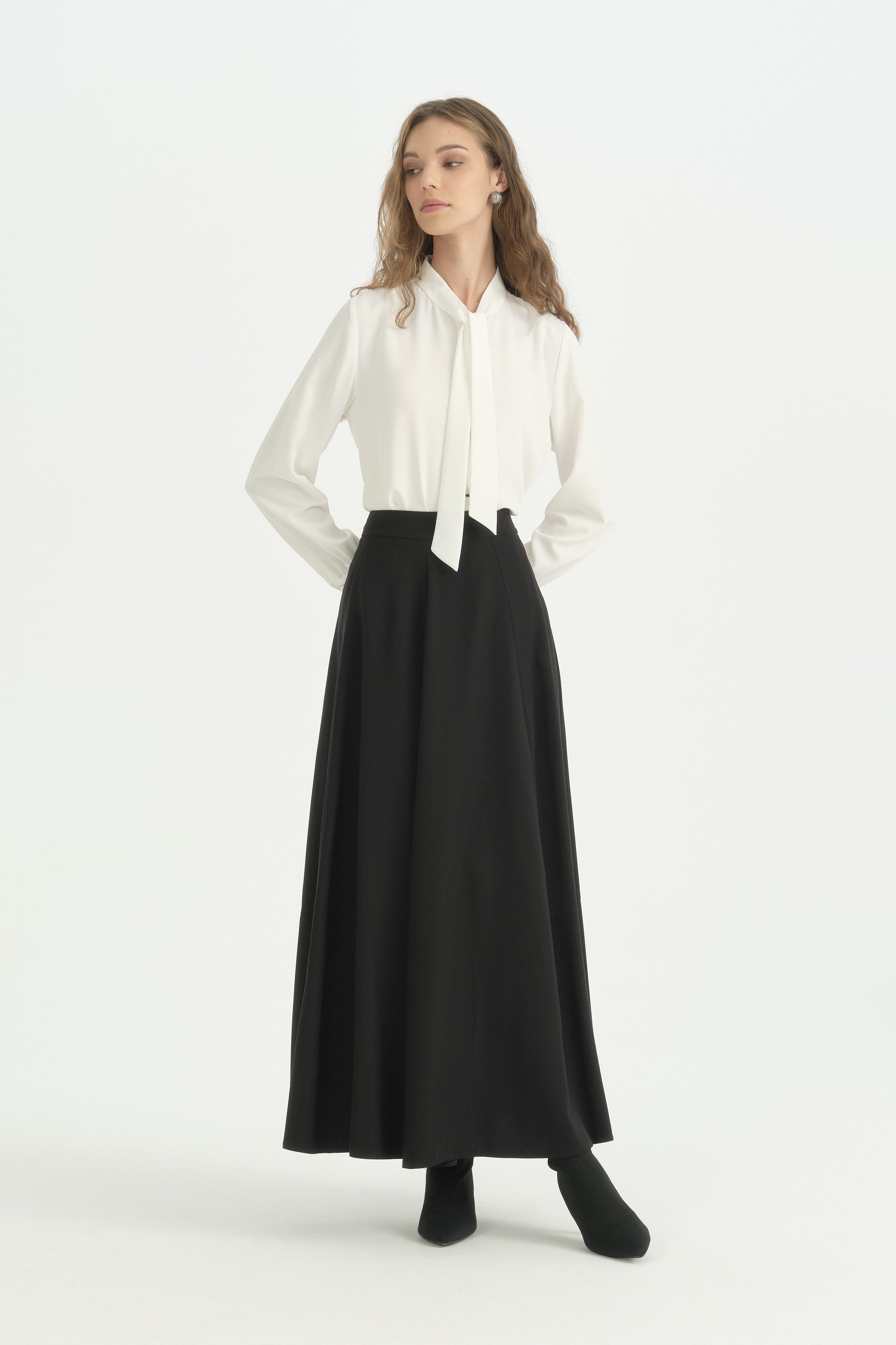Parçalı Modern Etek - Siyah