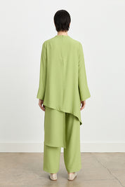 Patchwork Stripe Detail Pants and Tunic Set - Apple Green